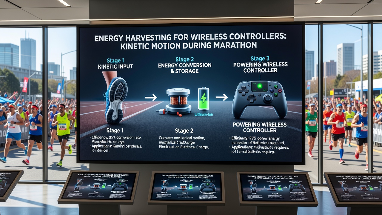 Close-up of energy harvesting module inside a wireless controller during marathon gaming