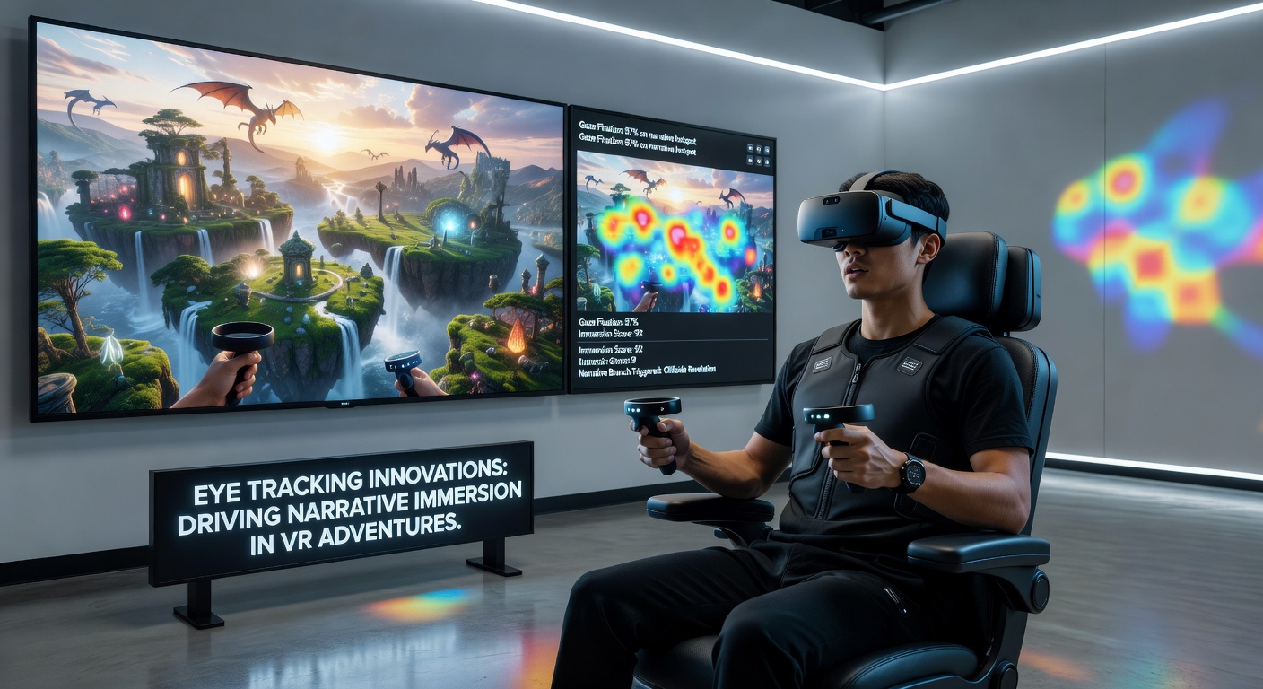 Developers reviewing gaze heatmaps from VR sessions to refine narrative branching