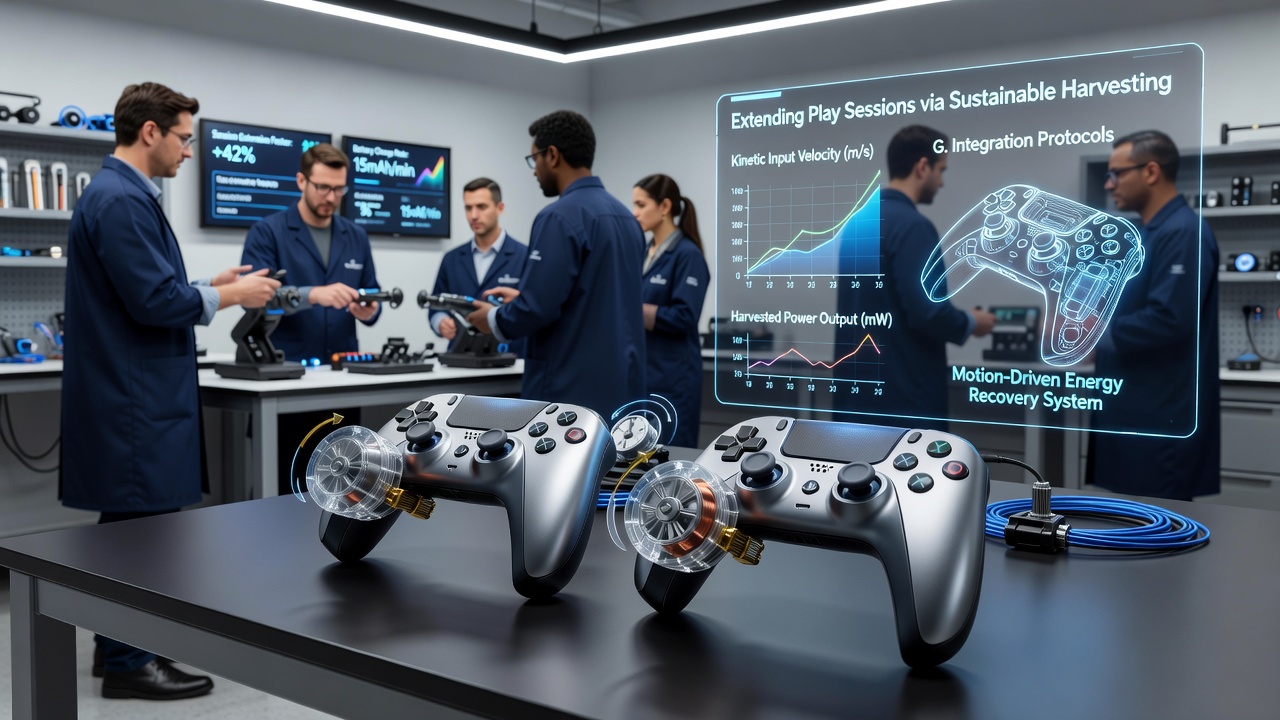 Competitors using motion-driven controllers during a live puzzle game league match with energy metrics displayed on side monitors