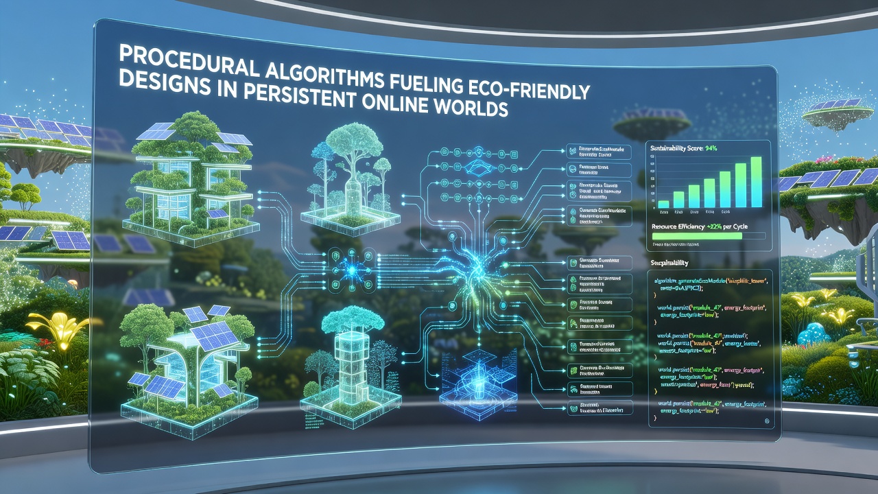 Server infrastructure benefiting from efficient procedural generation in eco-conscious game worlds