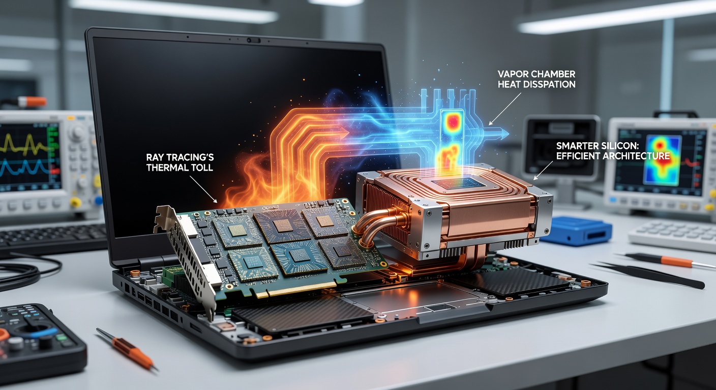 Cross-section diagram showing advanced GPU silicon nodes integrated with vapor chamber for heat dissipation