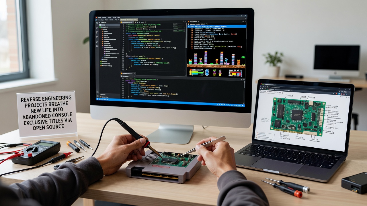 Screenshot of a reverse engineered console exclusive running on modern hardware through open source tools