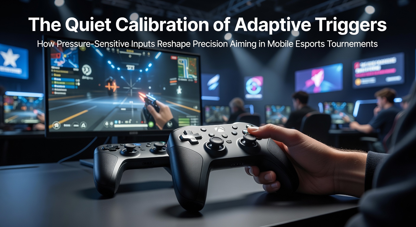 Close-up of a mobile controller with adaptive triggers in a tournament setting